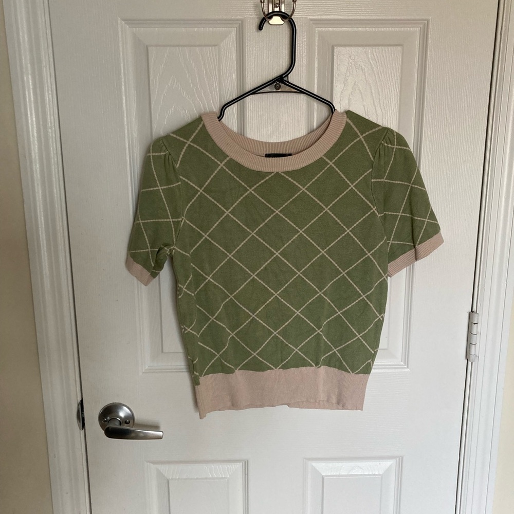 Semi-cropped sage green sweater